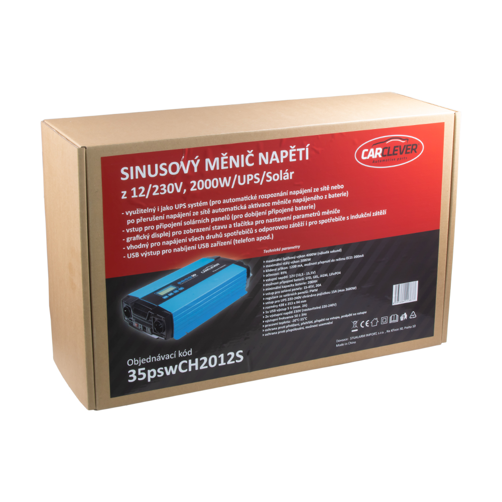 Sínusový menič napätia z 12/230V, 2000W / UPS / Solár 35PSWCH2012S
