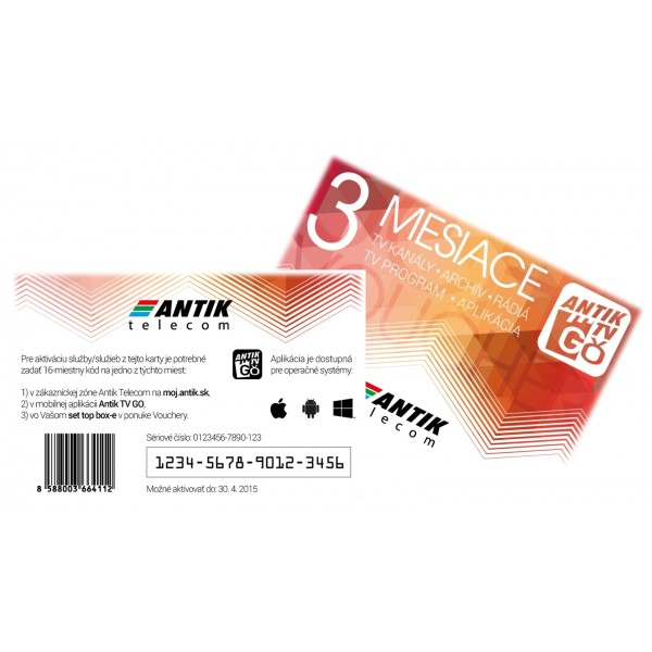 ANTIK TV GO voucher 3 mesiace mobilna televizia